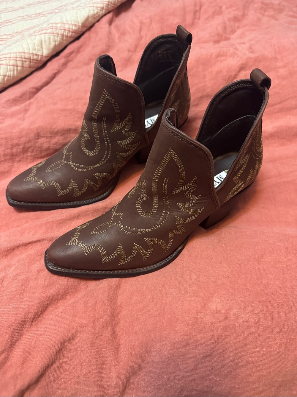 Myra Women's Brown Western Ankle Boots - Stylish Embroidered Cut